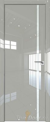 Дверь Profil Doors 122LK цвет Галька люкс кромка Матовый Алюминий с 4-х сторон стекло Lacobel Белый лак