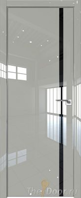 Дверь Profil Doors 122LK цвет Галька люкс кромка Матовый Алюминий с 4-х сторон стекло Lacobel Черный лак