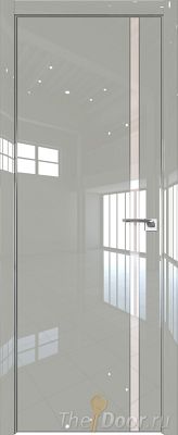 Дверь Profil Doors 122LK цвет Галька люкс кромка Матовый Алюминий с 4-х сторон стекло Lacobel Перламутровый лак