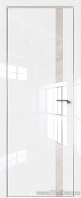 Дверь Profil Doors 6LK Белый люкс стекло Lacobel Перламутровый Лак кромка алюминиевая Матовая