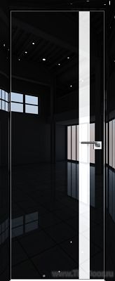 Дверь Profil Doors 6LK Черный люкс стекло Lacobel Белый Лак кромка алюминиевая Матовая