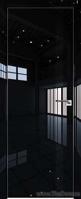 Дверь Profil Doors 6LK Черный люкс стекло Lacobel Черный Лак кромка алюминиевая Матовая
