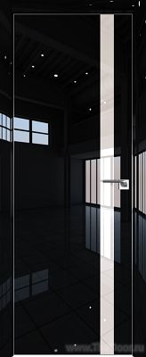 Дверь Profil Doors 6LK Черный люкс стекло Lacobel Перламутровый Лак кромка алюминиевая Матовая